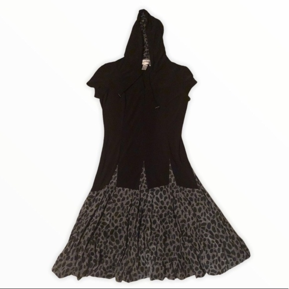 Joseph ribkoff black gray leopard jersey dress